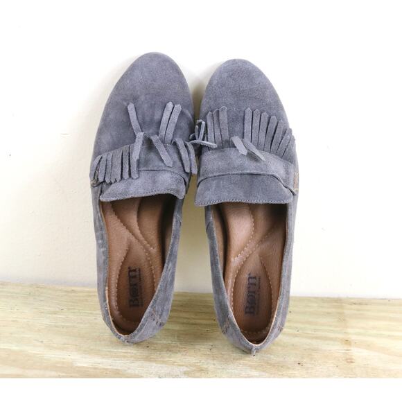 Born Shoes Womens 9 Gray Suede McGee Tassel Slip On Loafers Flats - Picture 4 of 7